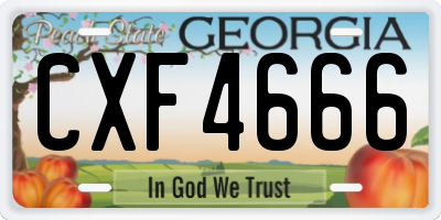 GA license plate CXF4666