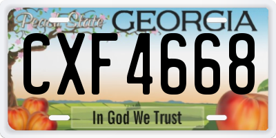 GA license plate CXF4668