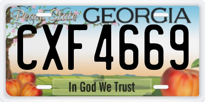 GA license plate CXF4669