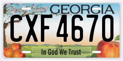 GA license plate CXF4670