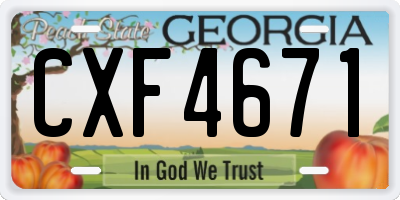 GA license plate CXF4671