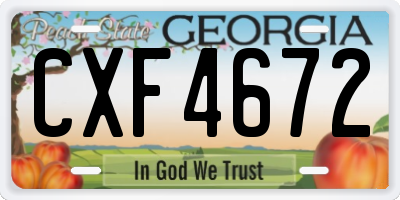 GA license plate CXF4672