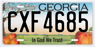 GA license plate CXF4685