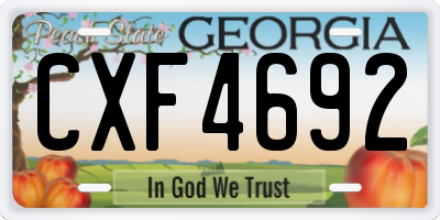 GA license plate CXF4692