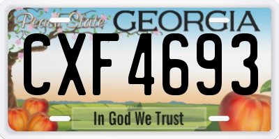 GA license plate CXF4693