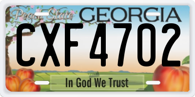 GA license plate CXF4702
