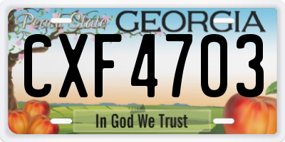 GA license plate CXF4703