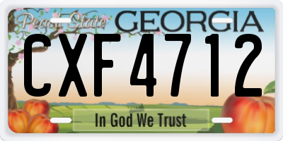 GA license plate CXF4712