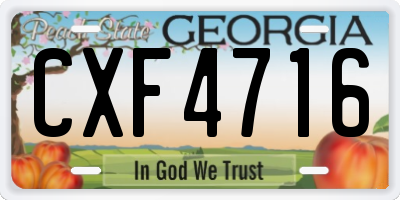 GA license plate CXF4716