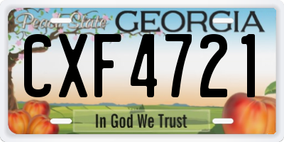 GA license plate CXF4721