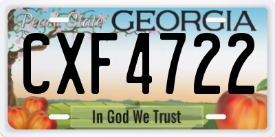 GA license plate CXF4722