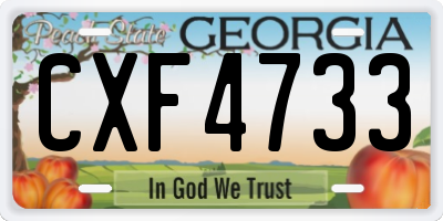 GA license plate CXF4733
