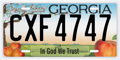 GA license plate CXF4747