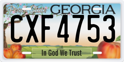 GA license plate CXF4753