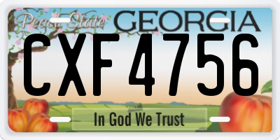 GA license plate CXF4756
