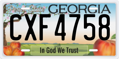GA license plate CXF4758