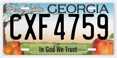 GA license plate CXF4759