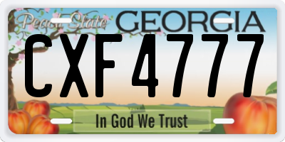 GA license plate CXF4777