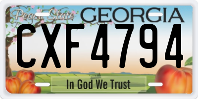 GA license plate CXF4794