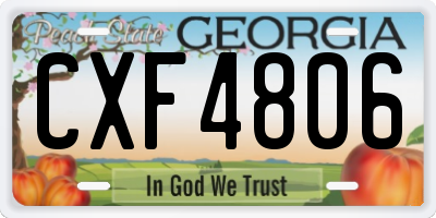 GA license plate CXF4806