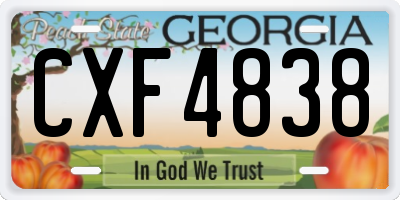 GA license plate CXF4838