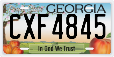GA license plate CXF4845