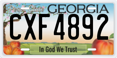 GA license plate CXF4892