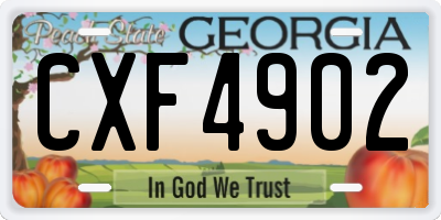 GA license plate CXF4902