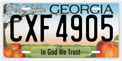 GA license plate CXF4905
