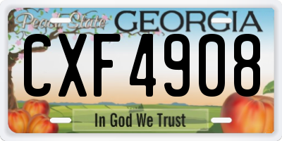 GA license plate CXF4908