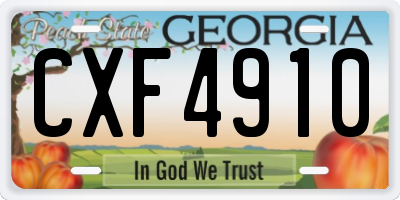 GA license plate CXF4910