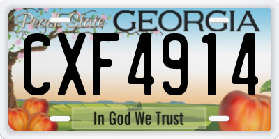 GA license plate CXF4914