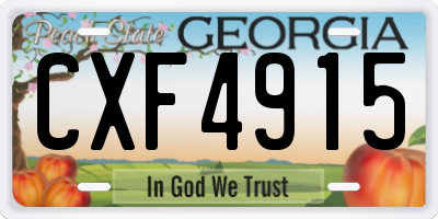 GA license plate CXF4915