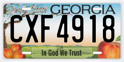 GA license plate CXF4918
