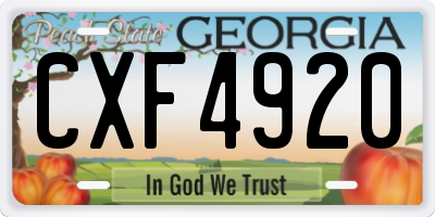GA license plate CXF4920