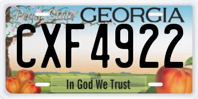 GA license plate CXF4922