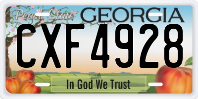 GA license plate CXF4928