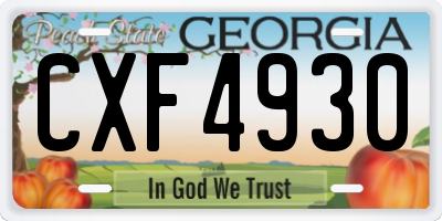 GA license plate CXF4930
