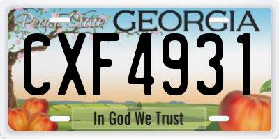 GA license plate CXF4931