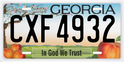 GA license plate CXF4932