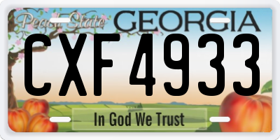 GA license plate CXF4933