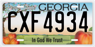 GA license plate CXF4934