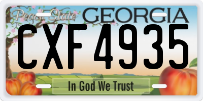 GA license plate CXF4935