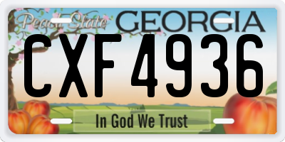 GA license plate CXF4936