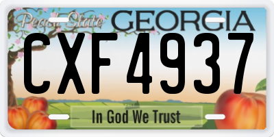 GA license plate CXF4937