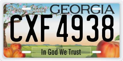 GA license plate CXF4938