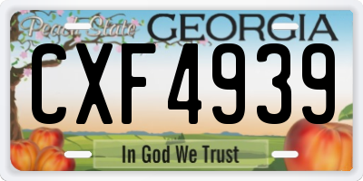 GA license plate CXF4939
