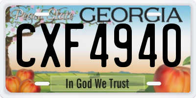 GA license plate CXF4940