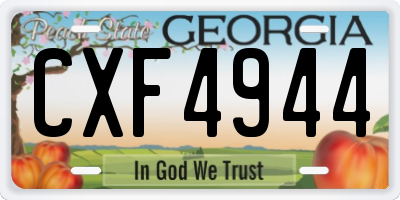 GA license plate CXF4944