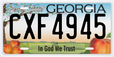 GA license plate CXF4945